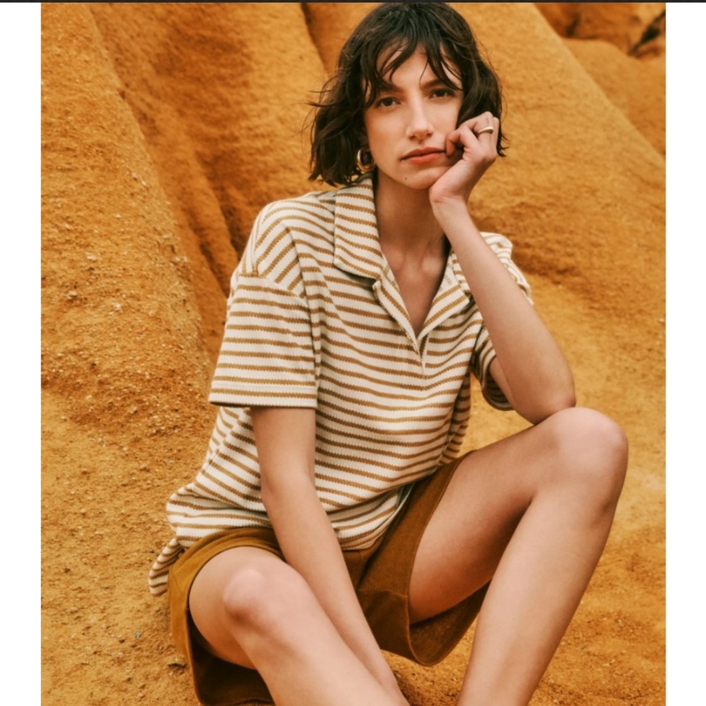 Hanro Summer Knits Organic Cotton Collared Top Small